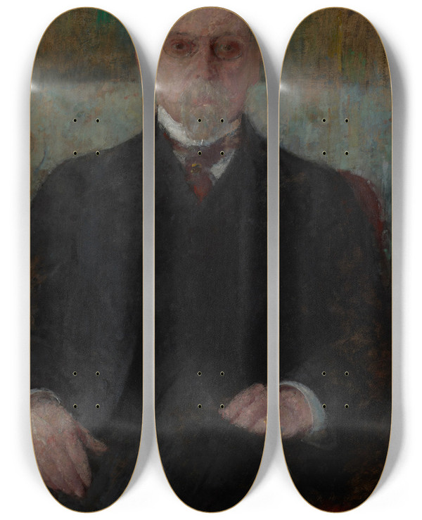 Triptych art skateboard deck of Olga Boznanska Portrait Of Henryk Sienkiewicz by Olga Boznanska (1865-1940)