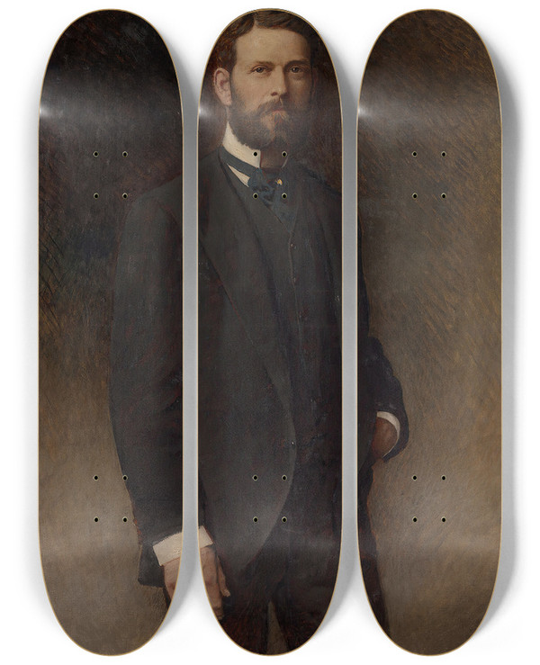 Triptych art skateboard deck of Lon Bonnat Portrait Of Henry Field by Leon Bonnat (1833-1922)