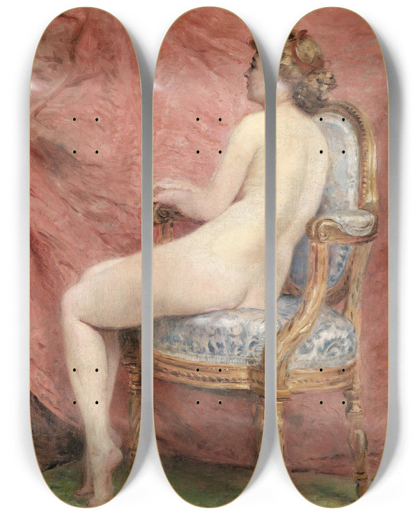 Triptych art skateboard deck of Konstantin Egorovich Makovsky Sweet Thoughts by Konstantin Egorovich Makovsky (1839-1915)