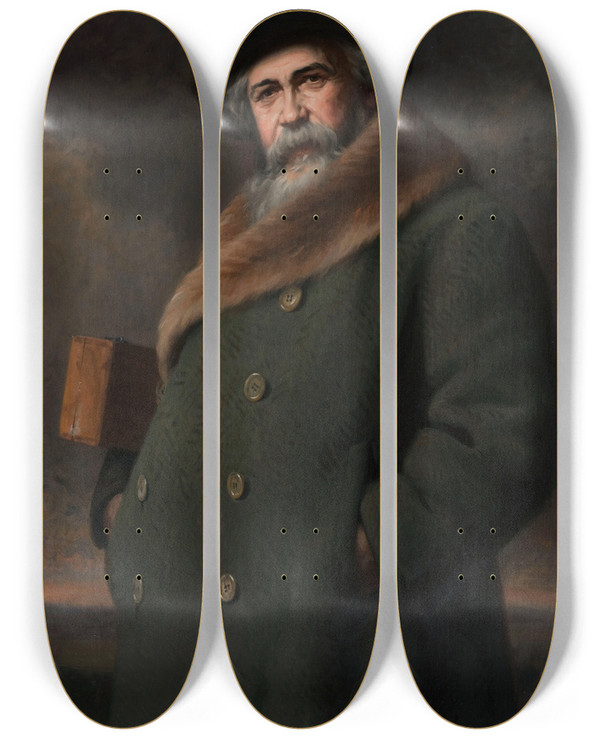 Triptych art skateboard deck of Albert Alphonse Dawant Portrait Dadrien Demont by Albert Alphonse Dawant (1852-1923)