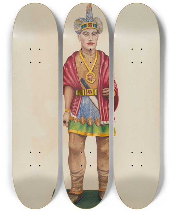 Triptych art skateboard deck of Frank Gutting Indian by Frank Gutting