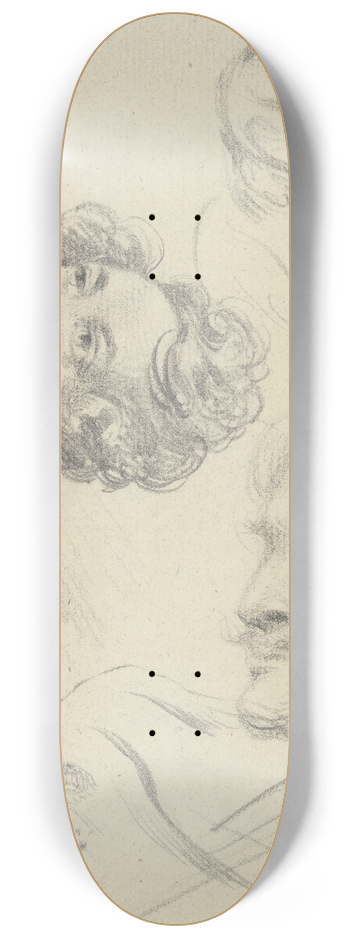 Ferdinand von Rayski - Studienblatt; Vier mnnliche Kpfe 8.25 inch art skate deck