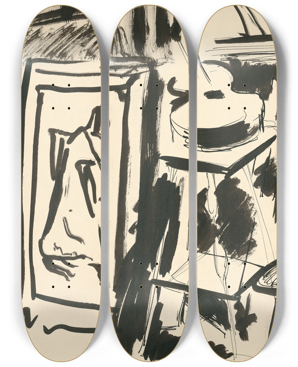 Triptych art skateboard deck of Cyprin Majernk Still Life_1 by Cyprian Majernik (1909-1945)