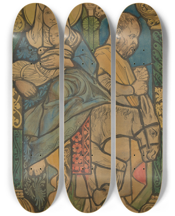 Triptych art skateboard deck of Stanisaw Wyspiaski Ucieczka Do Egiptu by Stanislaw Wyspianski (1869-1907)