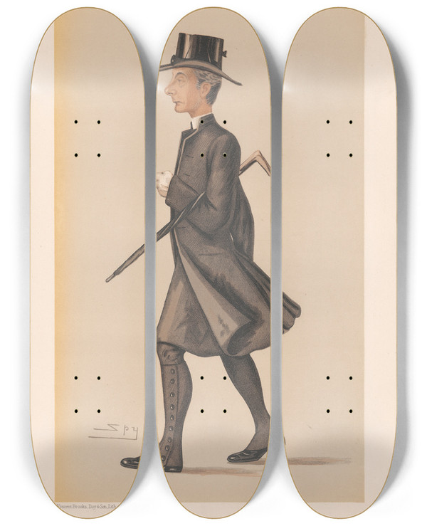 Triptych art skateboard deck of Leslie Matthew Ward Clergy Truro Howard Wilkinson Bishop Of Truro by Leslie Matthew Ward (1851-1922)