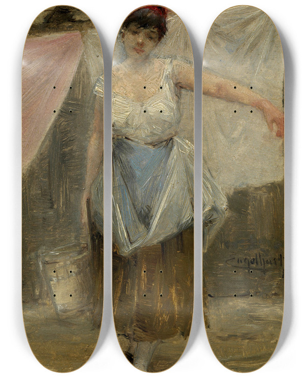 Triptych art skateboard deck of Josef Engelhart Wschermdl by Josef Engelhart (1864-1941)