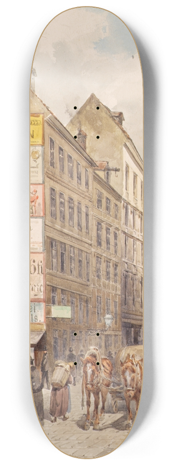 Ferdinand Weckbrodt - Die Kohlmessergasse und der Salzgries bei der Ruprechtsstiege 8.25 inch art skate deck