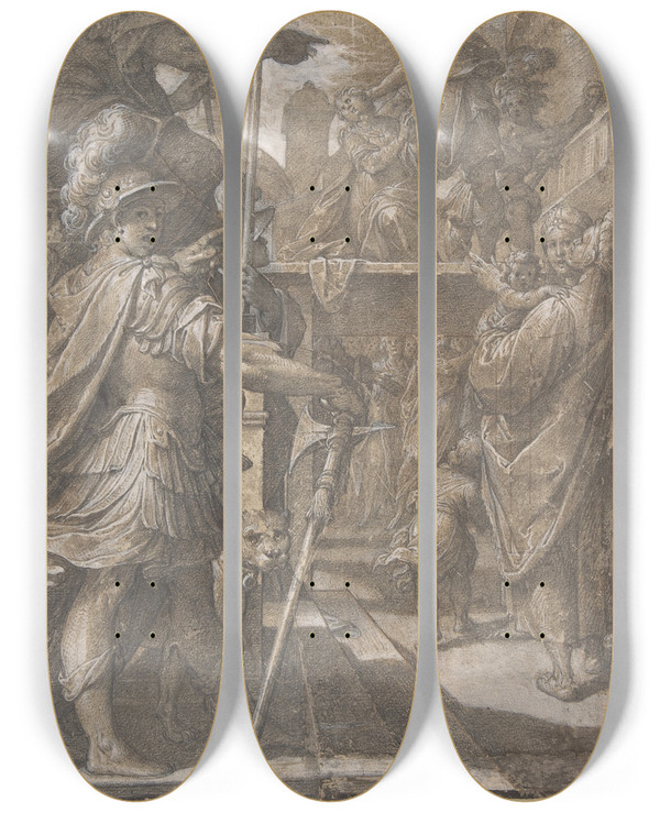Triptych art skateboard deck of Camillo Procaccini Martyrdom Of A Female Saint by Camillo Procaccini (1546-1629)