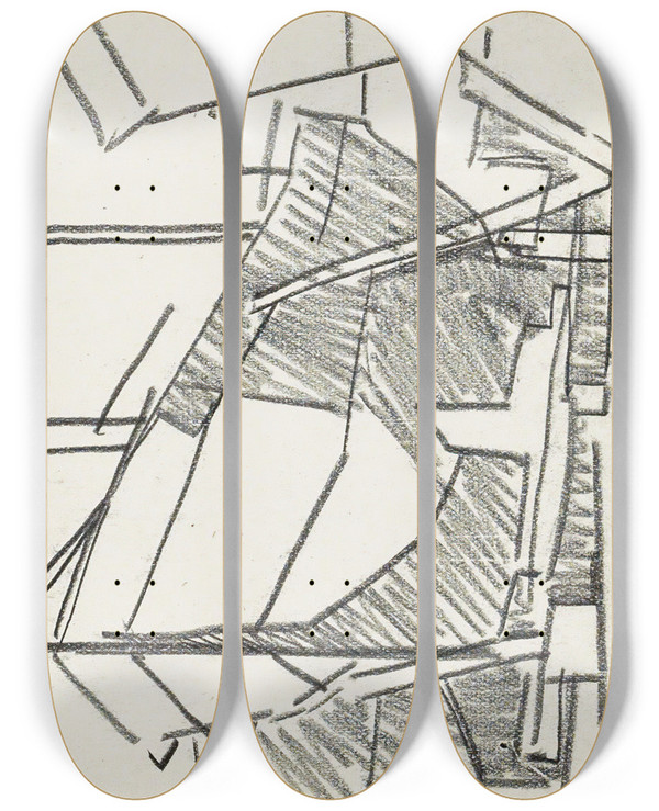 Triptych art skateboard deck of Reijer Stolk Schip Op Een Werfhelling_1 by Reijer Stolk (1896-1945)