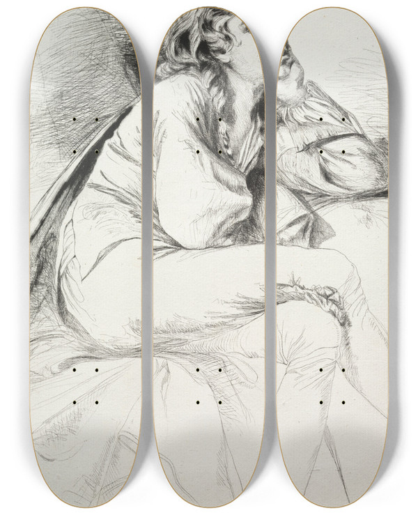 Triptych art skateboard deck of Francis Seymour Haden Thomas Haden Of Derby_2 by Francis Seymour Haden (1818-1910)