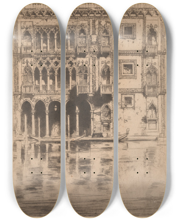 Triptych art skateboard deck of David Young Cameron Ca Doro by David Young Cameron (1865-1945)