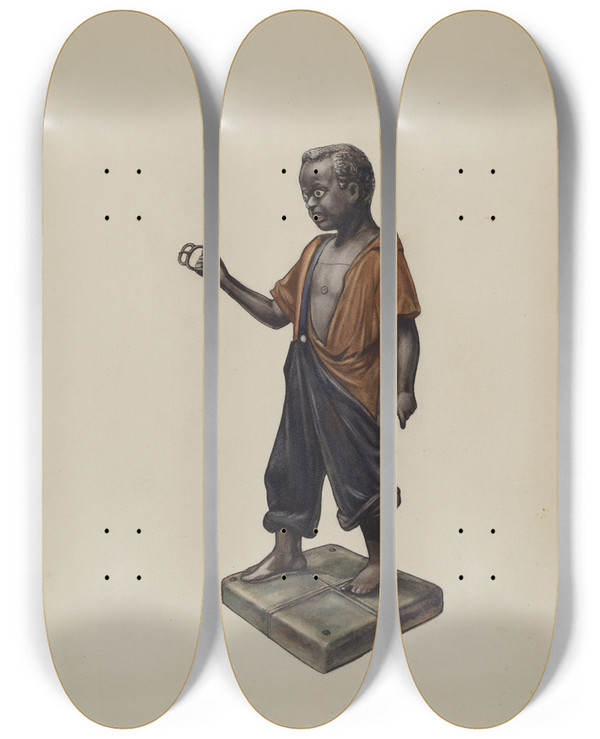 Triptych art skateboard deck of Alf Bruseth Hitching Post by Alf Bruseth