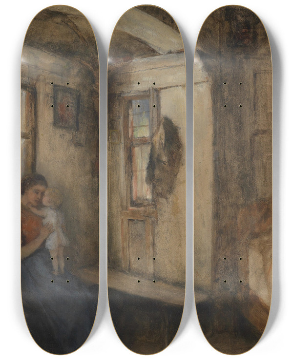 Triptych art skateboard deck of Mathias Schmid Stiller Winkel by Mathias Schmid (1835-1923)