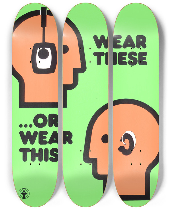 Triptych art skateboard deck of National Institutes Of Health Wear These Or Wear This by National Institutes Of Health (1887)