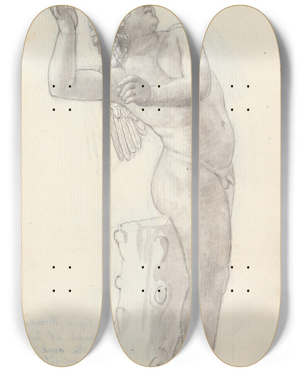 Triptych art skateboard deck of John Flaxman Cupid_1 by John Flaxman (1755-1826)