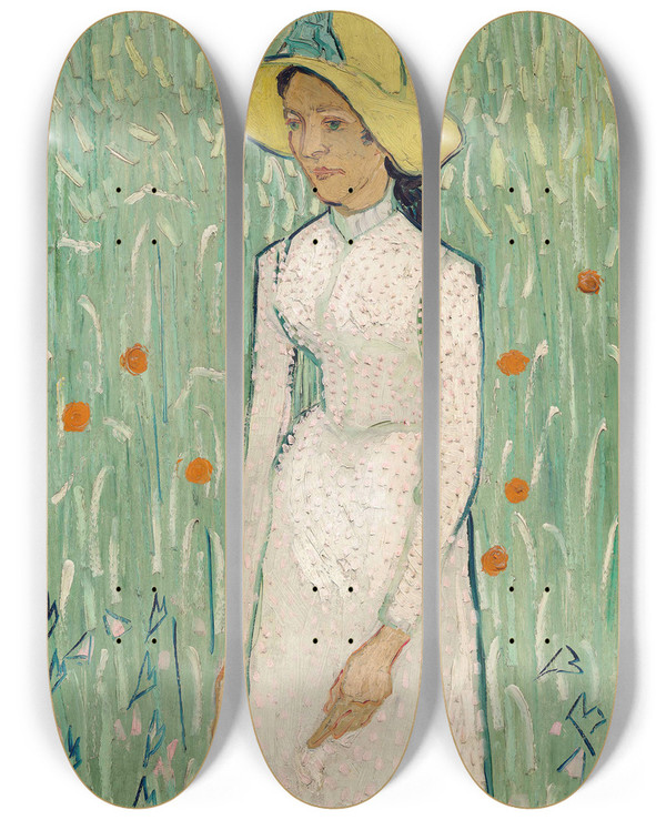 Triptych art skateboard deck of Vincent Van Gogh Girl In White by Vincent van Gogh (1853-1890)