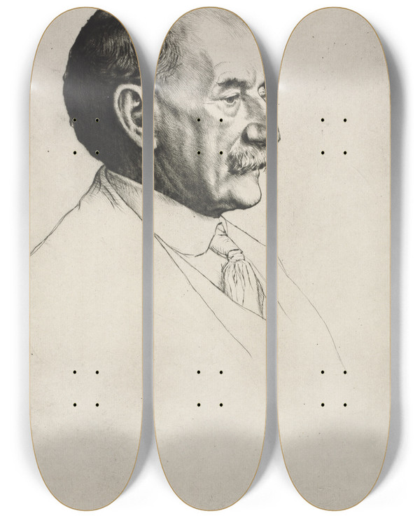 Triptych art skateboard deck of William Strang Thomas Hardy Facing Right by William Strang (1859-1921)
