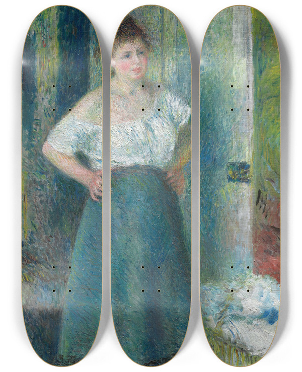 Triptych art skateboard deck of Pierreauguste Renoir The Laundress by Pierre-Auguste Renoir (1841-1919)