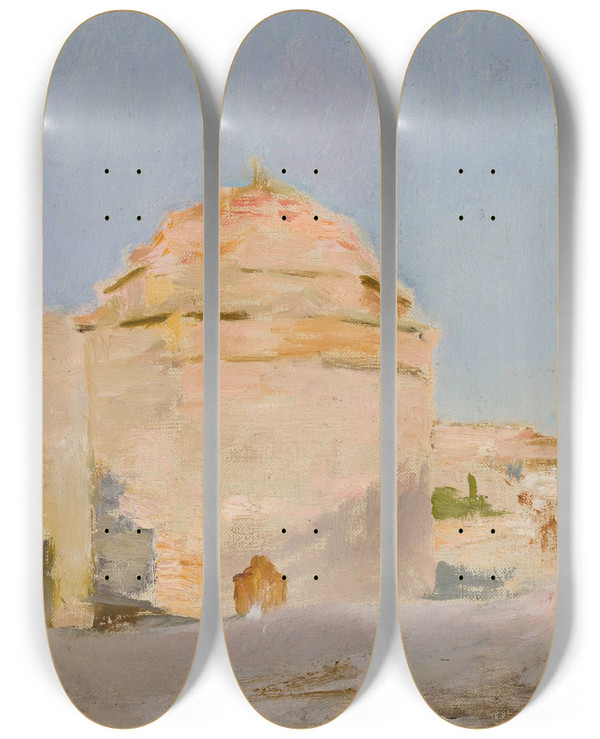 Triptych art skateboard deck of Jan Cigliski Grave Of Maria Potocka In Bakhchisaray From The Journey To Crimea by Jan Ciaglinski (1858-1913)