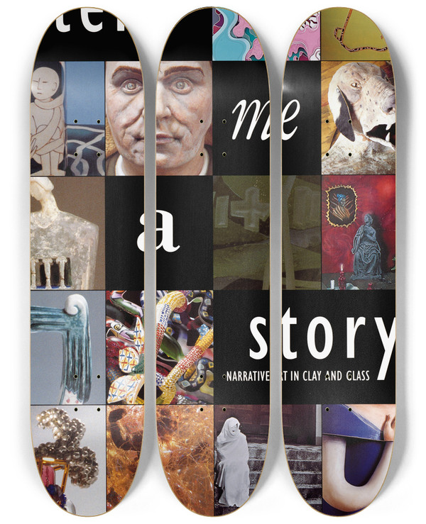 Triptych art skateboard deck of Us Information Agency Tell Me A Story Narrative Art In Clay And Glass by U S Information Agency (1953-1999)
