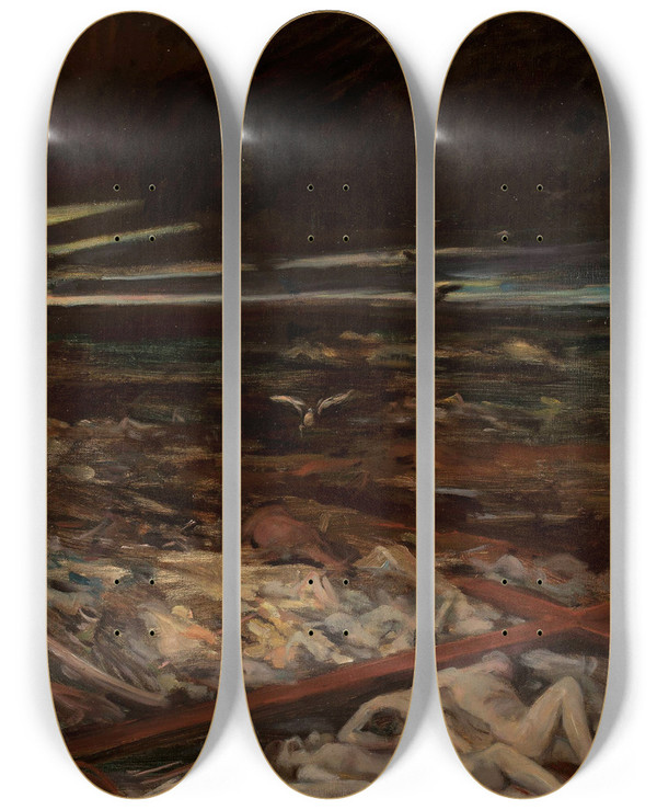 Triptych art skateboard deck of Adam Chmielowski Pestilence Righthand Section Of The Triptych Disaster by Adam Chmielowski (1845-1916)