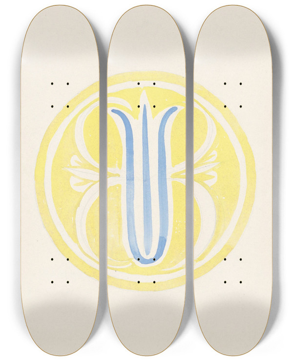 Triptych art skateboard deck of Carel Adolph Lion Cachet Ontwerp Voor Een Bord Met Wb_2 by Carel Adolph Lion Cachet (1864-1945)