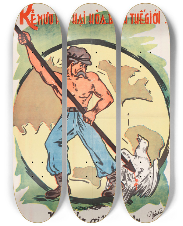 Triptych art skateboard deck of Us Information Agency Viet Poster 4_1 by U S Information Agency (1953-1999)