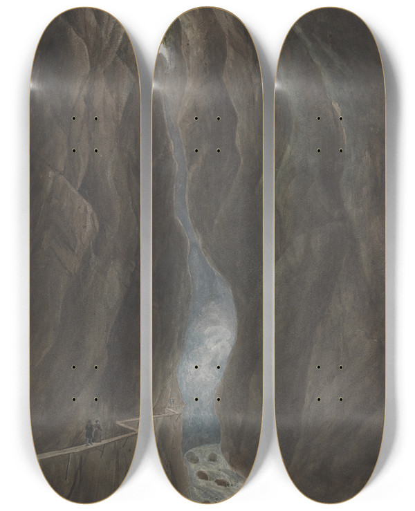 Triptych art skateboard deck of Isaac Weld Pffeffen Bad Switzerland by Isaac Weld (1774-1856)