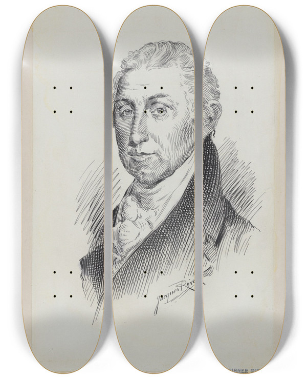 Triptych art skateboard deck of Jacques Reich James Monroe by Jacques Reich (1852-1923)
