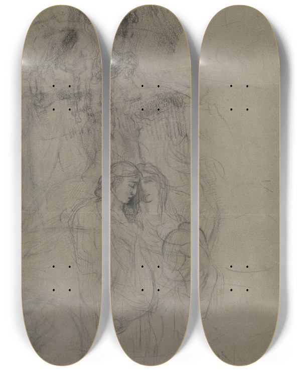 Triptych art skateboard deck of James Ensor Mythological Scene by James Ensor (1860-1949)