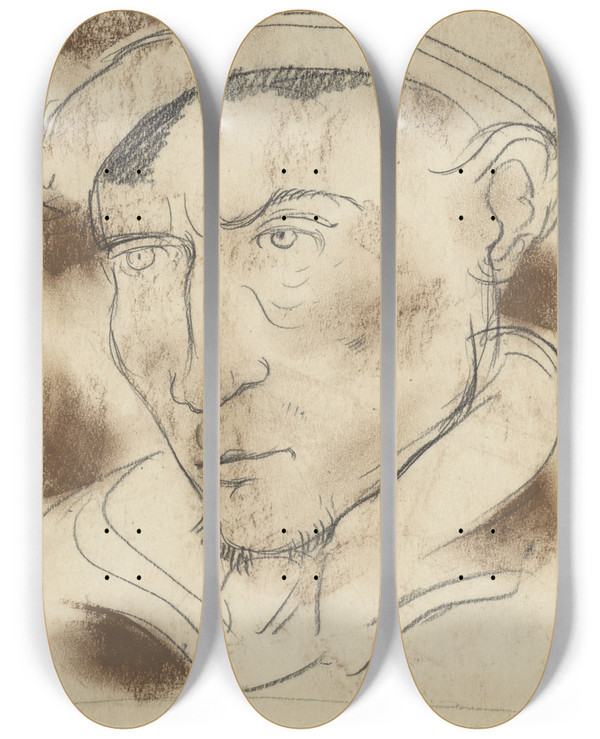 Triptych art skateboard deck of Richard Nicolas Roland Holst De Hengstenleider by Richard Nicolaus Roland Holst (1868-1938)