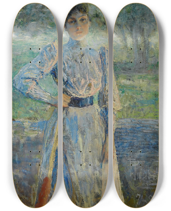 Triptych art skateboard deck of Pierre Troubetzkoy Summer Time by Pierre Troubetzkoy (1864-1936)