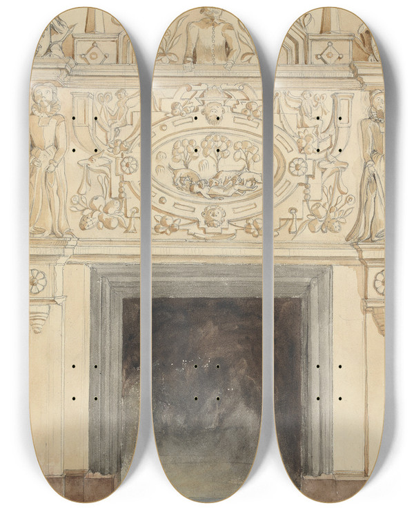 Triptych art skateboard deck of Rev James Bulwer One From A Volume Of Drawings And Prints_44 by Rev James Bulwer (1794-1879)