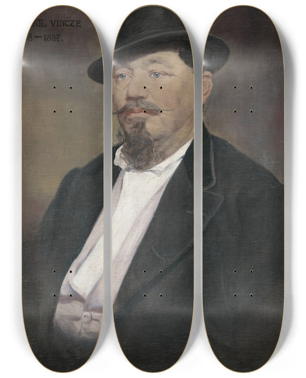 Triptych art skateboard deck of Jozef Hanula Schertl Vincze by Jozef Hanula (1863-1944)