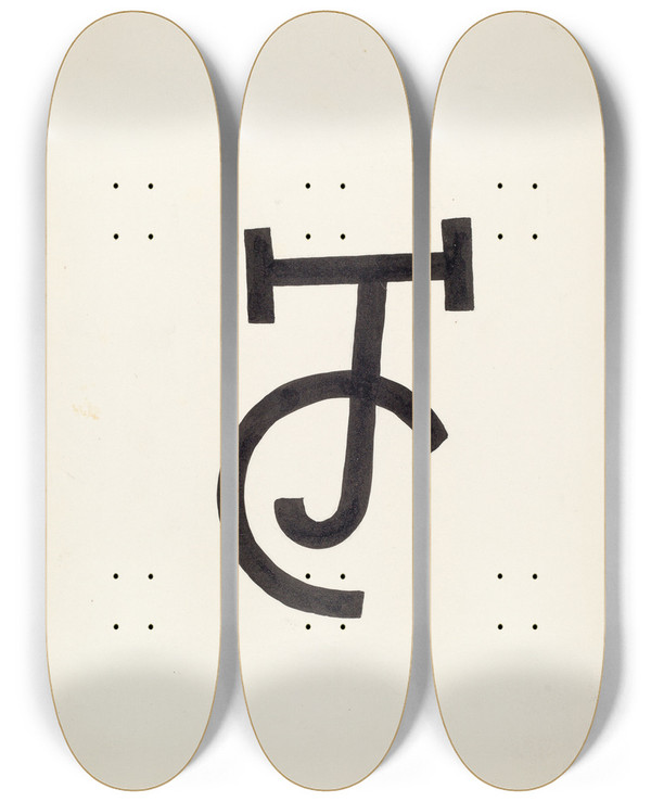 Triptych art skateboard deck of J Henry Marley Cattle Brand_9 by J Henry Marley