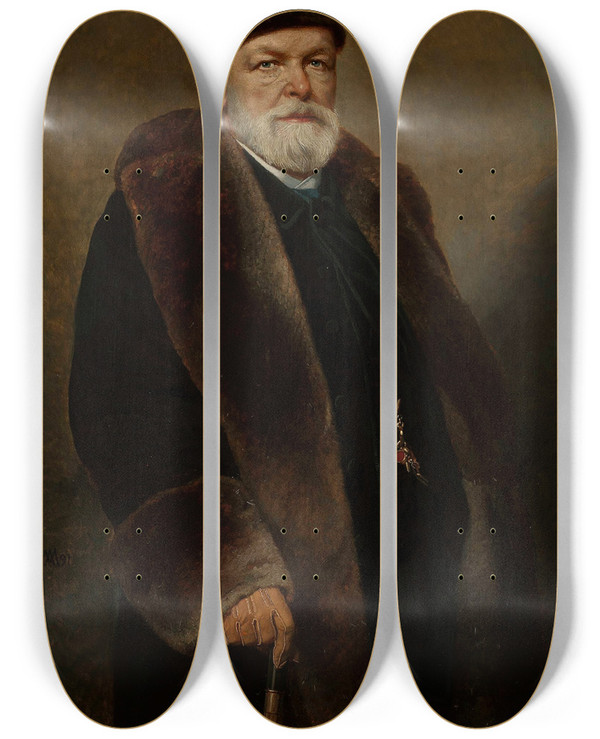Triptych art skateboard deck of Andrzej Mniszech Portrait Of Hipolit Wieykowski by Andrzej Mniszech (1823-1905)