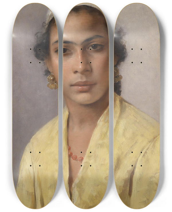 Triptych art skateboard deck of Franz Xaver Kosler Ajuscha Kairo by Franz Xaver Kosler (1864-1905)