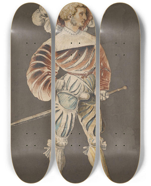 Triptych art skateboard deck of Niklaus Manuel Eidgenosse_1 by Niklaus Manuel (1484-1530)