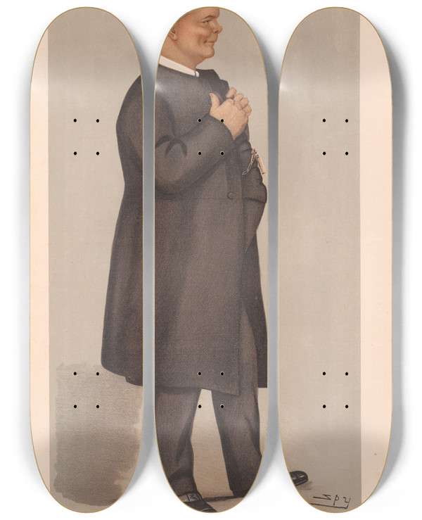 Triptych art skateboard deck of Leslie Matthew Ward Clergy Calcutta James Edward Cowell Welldon 17 November 1898 by Leslie Matthew Ward (1851-1922)