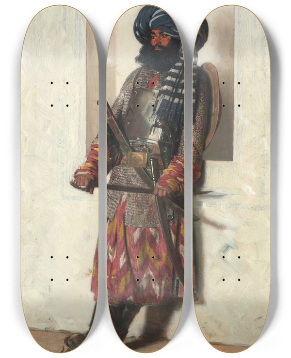 Triptych art skateboard deck of Vasily Vereshchagin Security Personel Of Afghanistan by Vasily Vereshchagin (1842-1904)