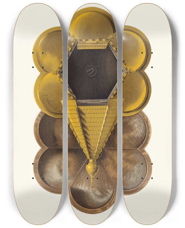 Triptych art skateboard deck of Fedor Grigoryevich Solntsev Podrobnosti Serebrianoi Ladannitsy V Nast Velich by Fedor Grigoryevich Solntsev (1801-1892)