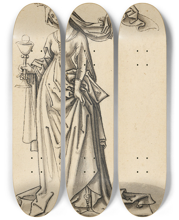 Triptych art skateboard deck of Workshop Of Hans Holbein The Elder St Barbara by Workshop of Hans Holbein the elder (1460-1524)