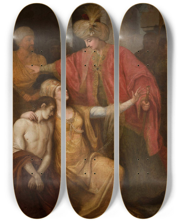 Triptych art skateboard deck of Franciszek Smuglewicz Biblical Scene by Franciszek Smuglewicz (1745-1807)