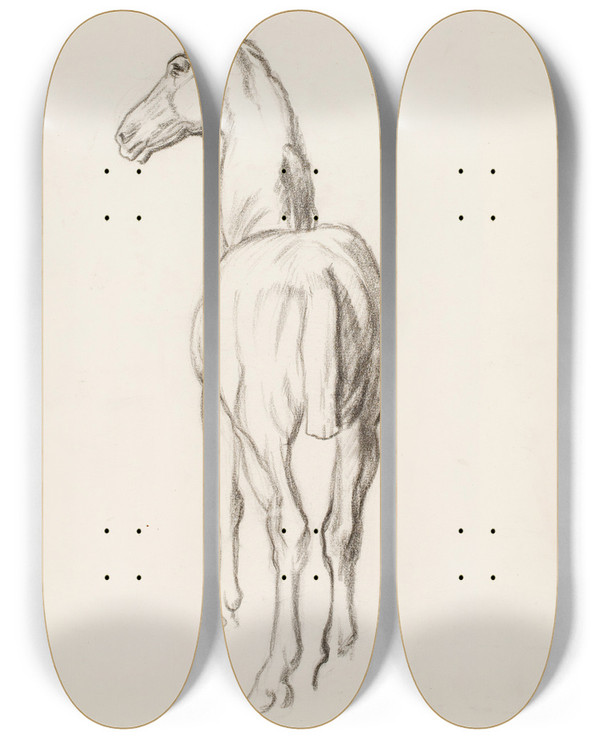 Triptych art skateboard deck of Alfred William Finch Hevosharjoitelma by Alfred William Finch (1854-1930)