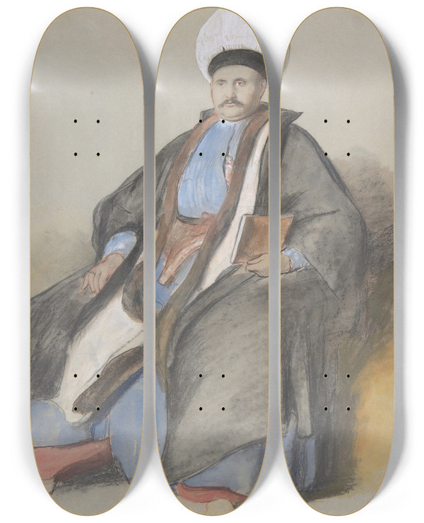 Triptych art skateboard deck of Sir David Wilkie Portrait Of Abram Jacob Messir by Sir David Wilkie (1785-1841)