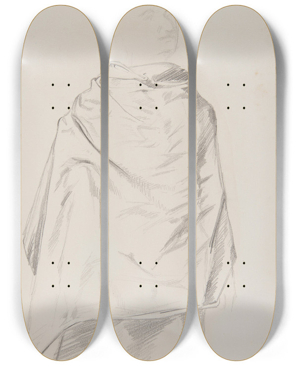 Triptych art skateboard deck of Ferdynand Bryll Szkic Draperii_1 by Ferdynand Bryll (1863-1922)