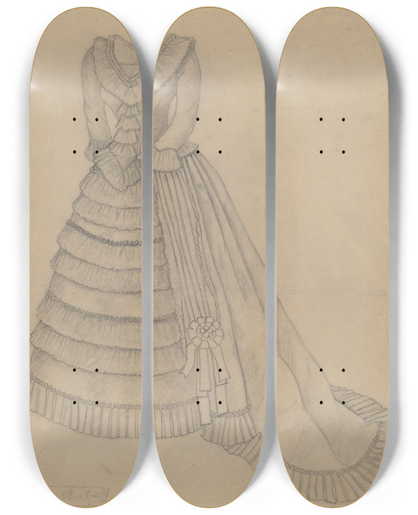 Triptych art skateboard deck of Mary E Humes Dress_10 by Mary E Humes (20-)