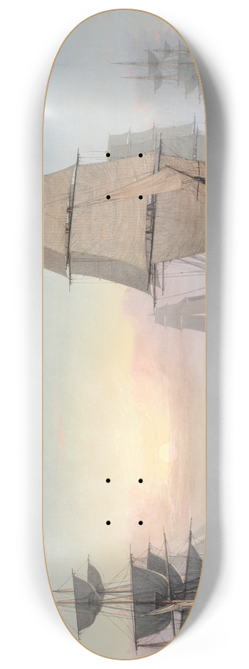 Fitz Henry Lane - Boston Harbor, Sunset 8.25 inch art skate deck