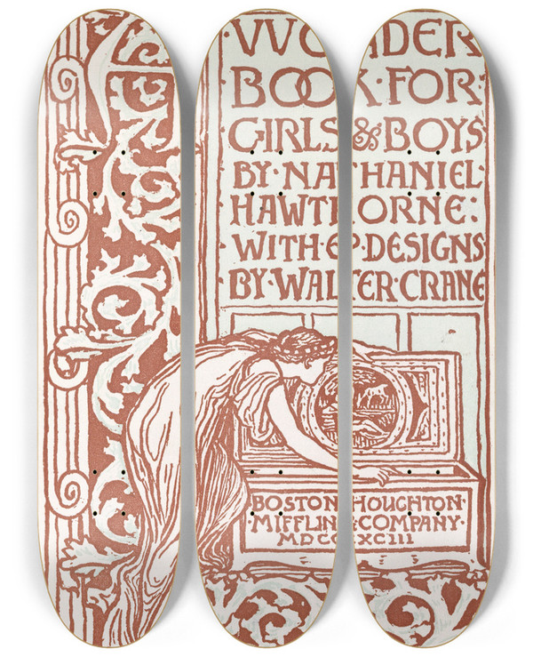 Triptych art skateboard deck of Walter Crane Cover by Walter Crane (1845-1915)