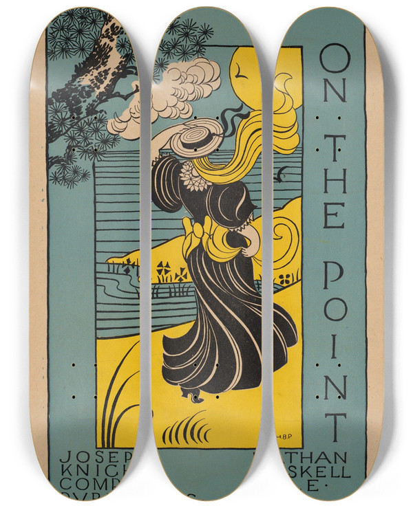 Triptych art skateboard deck of Maurice Prendergast On The Point by Maurice Prendergast (1858-1924)